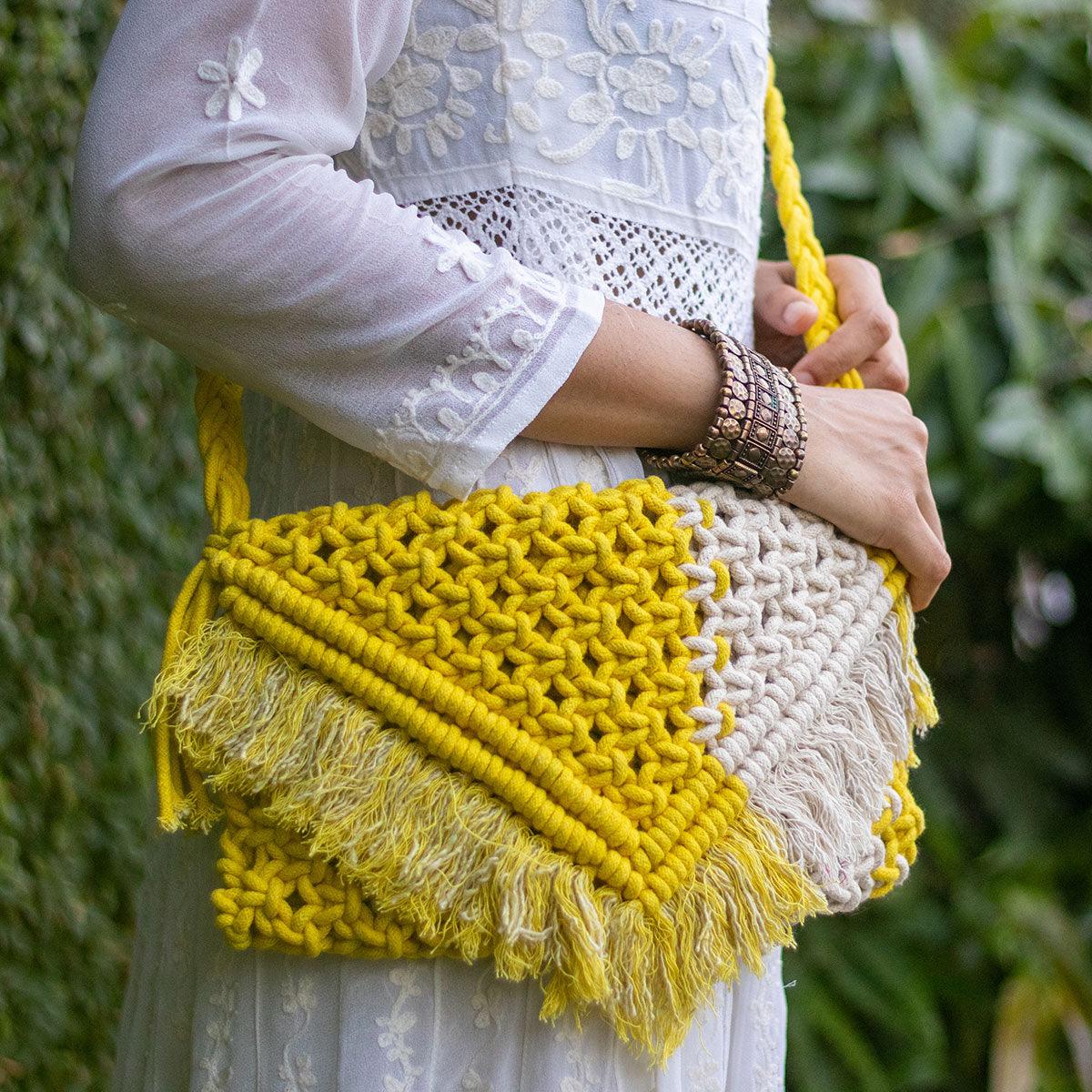 Moon Shell Cotton Macrame Sling Bag